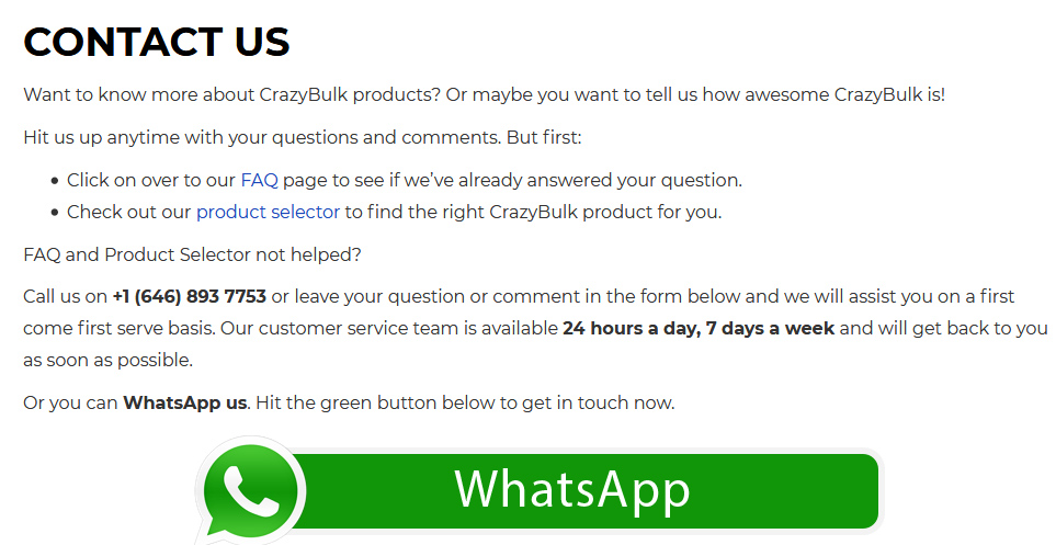 Crazybulk Customer Service Phone Number
