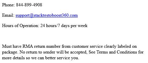 Stackt 360 Canada Customer Service Phone Number