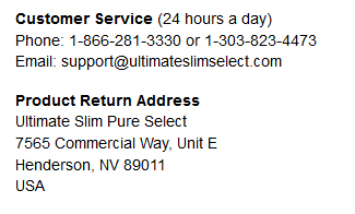 Ultimate Slim customer care number